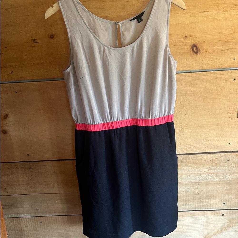 Banana Republic Cream and Black Mini Dress with Pink Accent